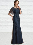 Elliana Trumpet/Mermaid Scoop Neck Floor-Length Tulle Lace Mother of the Bride Dress With Sequins STK126P0014625