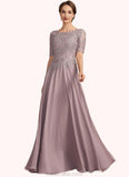 Madilynn A-Line Scoop Neck Floor-Length Chiffon Lace Mother of the Bride Dress STK126P0014628