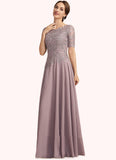 Madilynn A-Line Scoop Neck Floor-Length Chiffon Lace Mother of the Bride Dress STK126P0014628