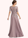 Madilynn A-Line Scoop Neck Floor-Length Chiffon Lace Mother of the Bride Dress STK126P0014628