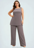 Sibyl Jumpsuit/Pantsuit Scoop Neck Floor-Length Chiffon Mother of the Bride Dress STK126P0014629