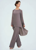 Sibyl Jumpsuit/Pantsuit Scoop Neck Floor-Length Chiffon Mother of the Bride Dress STK126P0014629