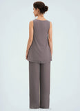 Sibyl Jumpsuit/Pantsuit Scoop Neck Floor-Length Chiffon Mother of the Bride Dress STK126P0014629