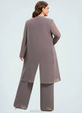 Sibyl Jumpsuit/Pantsuit Scoop Neck Floor-Length Chiffon Mother of the Bride Dress STK126P0014629