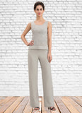 Eden Jumpsuit/Pantsuit Scoop Neck Floor-Length Chiffon Lace Mother of the Bride Dress STK126P0014632