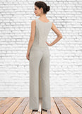 Eden Jumpsuit/Pantsuit Scoop Neck Floor-Length Chiffon Lace Mother of the Bride Dress STK126P0014632