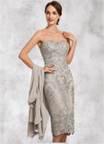 Dayami Sheath/Column Sweetheart Knee-Length Lace Mother of the Bride Dress STK126P0014634