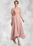 Piper A-line V-Neck Ankle-Length Chiffon Lace Mother of the Bride Dress STK126P0014636