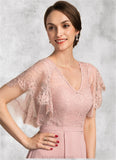 Piper A-line V-Neck Ankle-Length Chiffon Lace Mother of the Bride Dress STK126P0014636