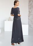 Alexis A-Line V-neck Ankle-Length Chiffon Lace Mother of the Bride Dress With Sequins STK126P0014650