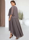 Savannah A-line V-Neck Asymmetrical Chiffon Mother of the Bride Dress With Beading Sequins STK126P0014656