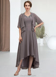 Savannah A-line V-Neck Asymmetrical Chiffon Mother of the Bride Dress With Beading Sequins STK126P0014656