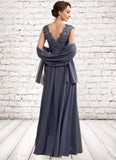 Jayla A-Line V-neck Floor-Length Chiffon Lace Mother of the Bride Dress With Beading Sequins STK126P0014657