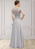 Christina A-line V-Neck Floor-Length Chiffon Lace Mother of the Bride Dress With Sequins STK126P0014658