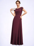 Grace A-Line Scoop Neck Floor-Length Chiffon Mother of the Bride Dress With Ruffle Lace STK126P0014662