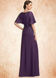 Persis A-Line V-neck Floor-Length Chiffon Mother of the Bride Dress With Lace Sequins STK126P0014665