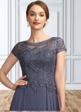 Mabel A-Line Scoop Neck Asymmetrical Chiffon Lace Mother of the Bride Dress With Sequins STK126P0014667