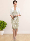 Rosa Sheath/Column V-neck Knee-Length Lace Mother of the Bride Dress With Beading Sequins STK126P0014668