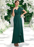 Baylee A-Line V-neck Ankle-Length Chiffon Mother of the Bride Dress With Ruffle Beading Sequins STK126P0014672