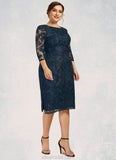 Maddison Sheath/Column Scoop Neck Knee-Length Lace Mother of the Bride Dress STK126P0014675