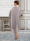 Celia Sheath/Column Scoop Neck Knee-Length Chiffon Mother of the Bride Dress With Beading STK126P0014688