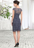 Lynn Sheath/Column Scoop Neck Knee-Length Lace Mother of the Bride Dress STK126P0014691