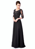 Amari Empire V-neck Sweep Train Chiffon Mother of the Bride Dress With Lace Beading STK126P0014697