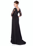 Amari Empire V-neck Sweep Train Chiffon Mother of the Bride Dress With Lace Beading STK126P0014697