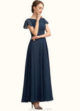 India A-Line Scoop Neck Ankle-Length Chiffon Lace Mother of the Bride Dress With Sequins STK126P0014701