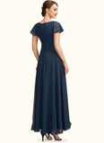 India A-Line Scoop Neck Ankle-Length Chiffon Lace Mother of the Bride Dress With Sequins STK126P0014701