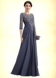 Jamiya A-Line Scoop Neck Floor-Length Chiffon Lace Mother of the Bride Dress STK126P0014712