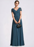 Athena A-Line V-neck Floor-Length Chiffon Mother of the Bride Dress With Lace STK126P0014713