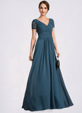 Athena A-Line V-neck Floor-Length Chiffon Mother of the Bride Dress With Lace STK126P0014713