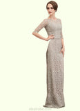 Scarlett Sheath/Column Scoop Neck Sweep Train Chiffon Lace Mother of the Bride Dress STK126P0014716