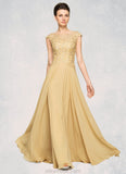 Katharine A-Line Scoop Neck Floor-Length Chiffon Lace Mother of the Bride Dress With Beading Sequins STK126P0014717