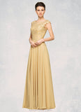 Katharine A-Line Scoop Neck Floor-Length Chiffon Lace Mother of the Bride Dress With Beading Sequins STK126P0014717