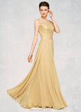 Katharine A-Line Scoop Neck Floor-Length Chiffon Lace Mother of the Bride Dress With Beading Sequins STK126P0014717