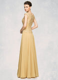 Katharine A-Line Scoop Neck Floor-Length Chiffon Lace Mother of the Bride Dress With Beading Sequins STK126P0014717