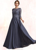 Luz A-Line Scoop Neck Floor-Length Chiffon Lace Mother of the Bride Dress STK126P0014719