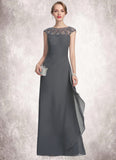 Annika A-Line Scoop Neck Floor-Length Chiffon Mother of the Bride Dress With Beading Sequins Cascading Ruffles STK126P0014721