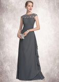 Annika A-Line Scoop Neck Floor-Length Chiffon Mother of the Bride Dress With Beading Sequins Cascading Ruffles STK126P0014721