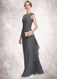 Annika A-Line Scoop Neck Floor-Length Chiffon Mother of the Bride Dress With Beading Sequins Cascading Ruffles STK126P0014721