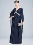 Aisha Empire V-neck Floor-Length Chiffon Mother of the Bride Dress With Ruffle Beading Sequins STK126P0014724