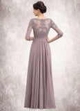 Ava A-Line V-neck Asymmetrical Chiffon Lace Mother of the Bride Dress With Sequins STK126P0014728