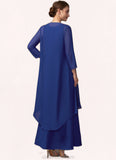 Alisson A-line V-Neck Ankle-Length Chiffon Mother of the Bride Dress STK126P0014729