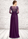 Arielle A-Line Scoop Neck Floor-Length Chiffon Lace Mother of the Bride Dress With Beading Sequins STK126P0014738