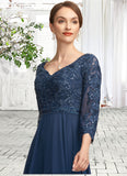 Grace A-Line V-neck Floor-Length Chiffon Lace Mother of the Bride Dress With Beading Sequins STK126P0014739