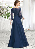 Grace A-Line V-neck Floor-Length Chiffon Lace Mother of the Bride Dress With Beading Sequins STK126P0014739