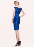 Sydney Sheath/Column Scoop Neck Knee-Length Taffeta Lace Mother of the Bride Dress With Ruffle Beading Sequins STK126P0014741