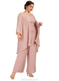 Millicent Jumpsuit/Pantsuit Scoop Neck Ankle-Length Chiffon Lace Mother of the Bride Dress STK126P0014746